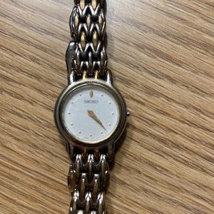 SEIKO quartz movement two toned gold silver bracelet watch
